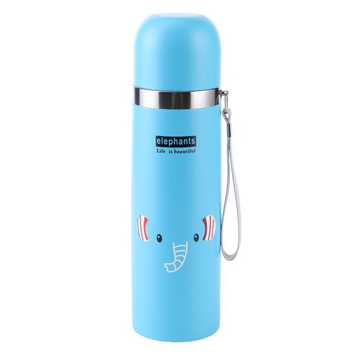 Gourde isotherme enfant cartoon 500ml bleue acier inox portable isolation optimale design ludique et sécurisé Femeo