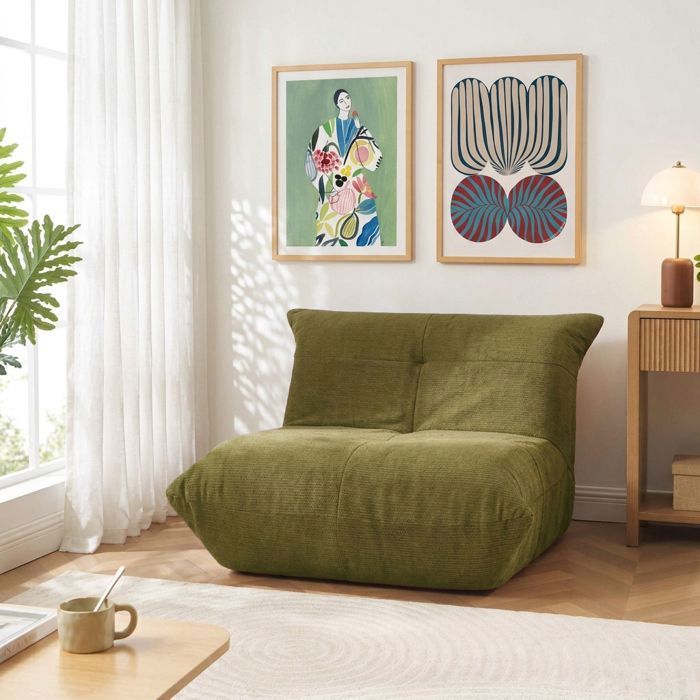 Fauteuil compressé KAIDO 1 place en mousse et tissu vert Fauteuil compressé KAIDO 1 place en mousse et tissu vert