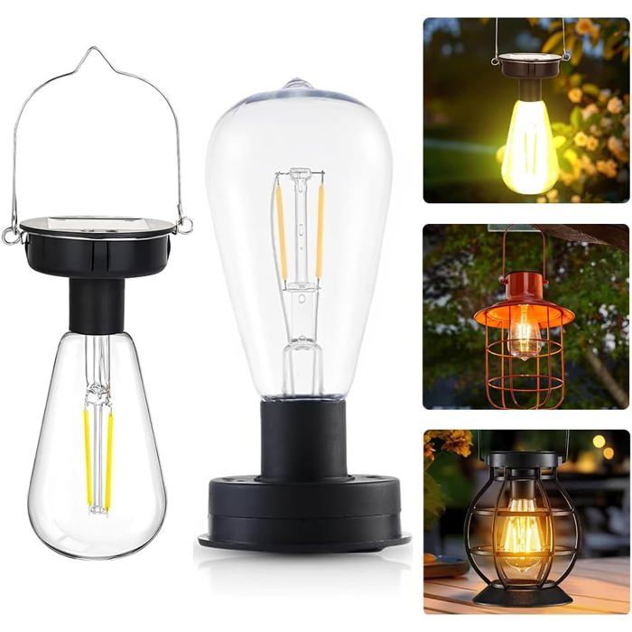 Ampoules Solaires de Rechange 2pc 8CM Lampe Solaire Exterieur Jardin Rechange avec Ampoule LED Brillante Étanche Pour lampes