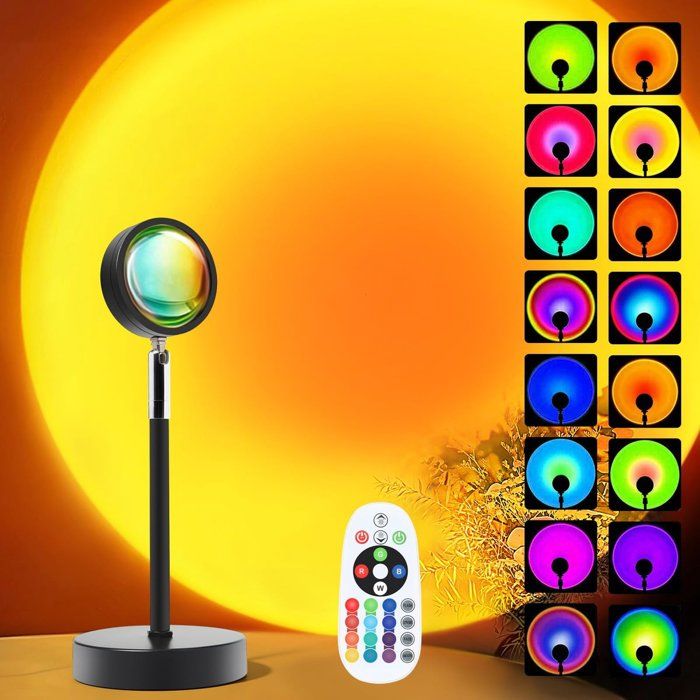 Lampe Projecteur Coucher De Soleil Led 16 Couleurs Rgb Avec Télécommande Éclairage Ambiance Photo/Selfie