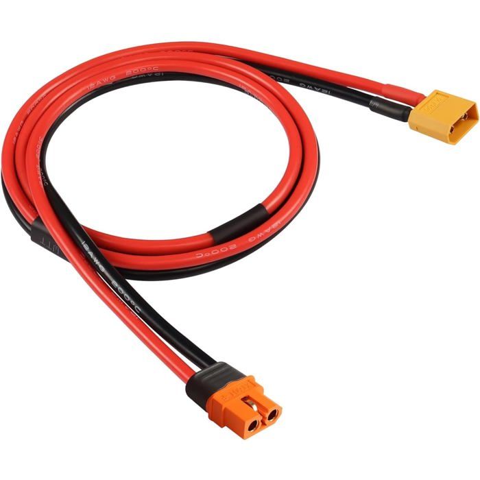 Câble d’Extension XT60 vers XT60i 1 mètre 12AWG – XT60 Mâle vers XT60i Femelle – Pour E-Bike Panneaux Solaires Câble d’Extension XT60 vers XT60i 1 mètre 12AWG – XT60 Mâle vers XT60i Femelle – Pour E-Bike Panneaux Solaires