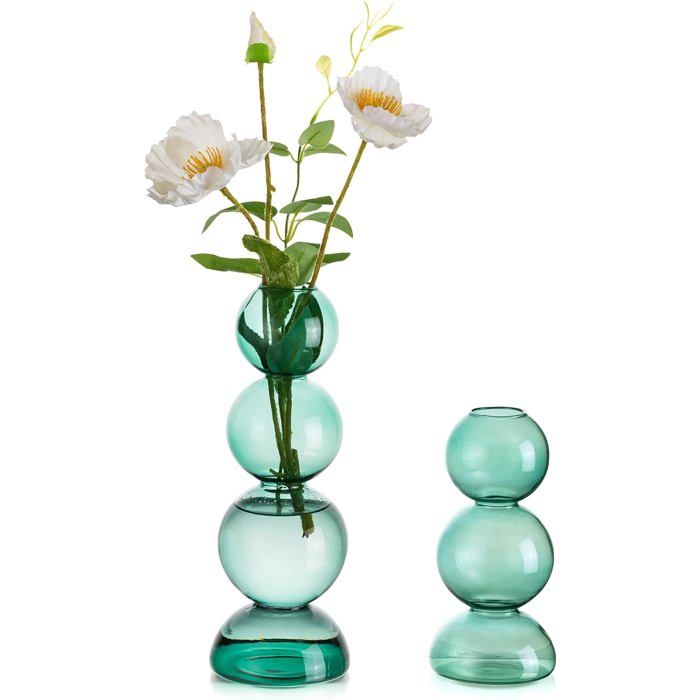 Petits Vases Verts À Bulles-ModernesRonds En Verre Pour Décoration De TableSalonMariageChambre[AT94]