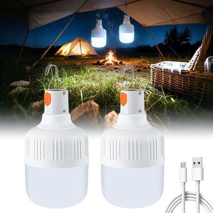 Lot de 2 Lanterne Camping LED Lampe Camping Rechargeable 3 Modes 500 Lumens Lumière extérieur portable 2 Pack LAMPE