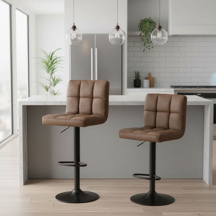 Tabourets de bar Lot de 2 Réglables Chaises Hautes Pivotantes avec Dossier et Repose-pieds Taupe et Noir Tabourets de bar Lot de 2 Réglables Chaises Hautes Pivotantes avec Dossier et Repose-pieds Taupe et Noir