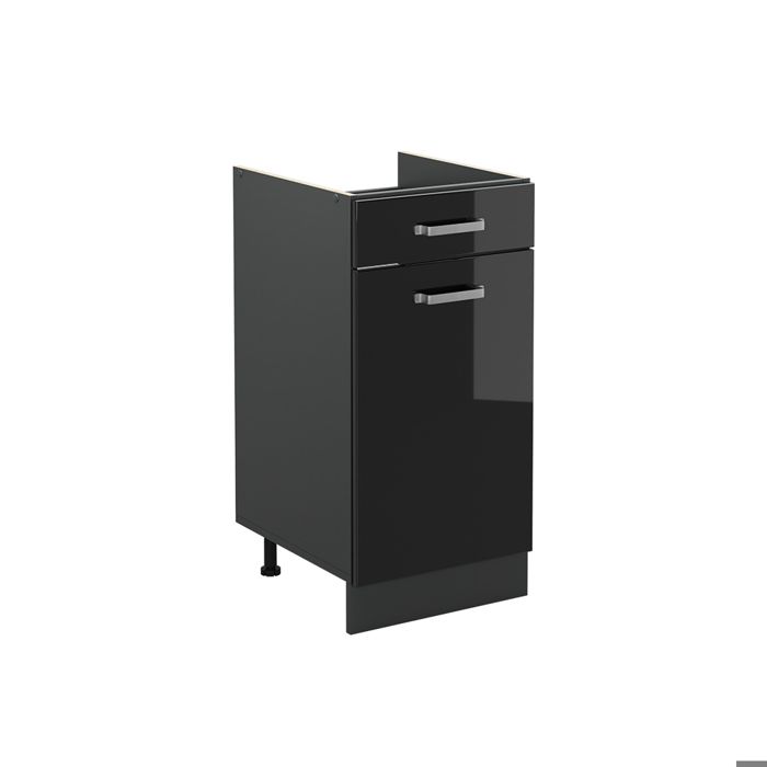 Meuble bas de cuisine R-Line 40cm sans plan de travail Noir Haute brillance/Anthracite Vicco 61065