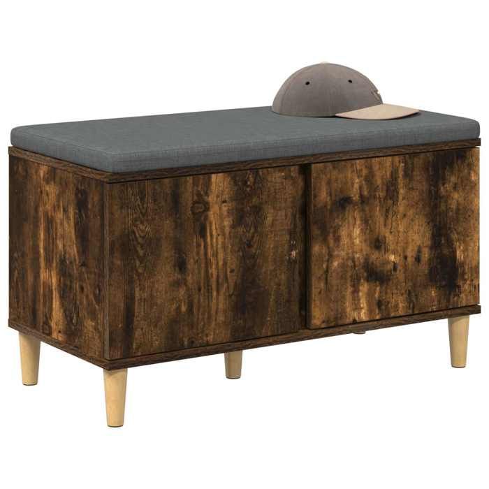 Meuble de couloir - Banc dentrée - pour salon - avec coussin - Chêne fumé - 80x38x46 cm - design élégant - pour maison(38904）