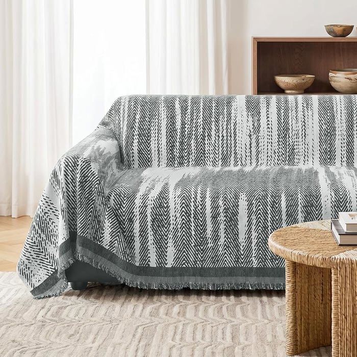 Housse de Canapé Contemporaine en Chenille JacquardProtege Canape Anti Poils et RésistantCouvre Canapé 1 180*3 HOUSSE DE FAUTEUIL