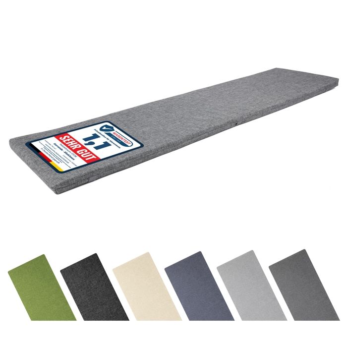 Garronda Coussin de Banc Extérieur 160x40 cm Imperméable Résistant UV avec Élastiques GD-0220 Gris