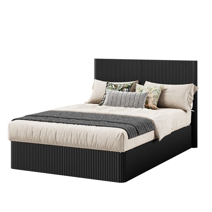 Lit double 140x200 cm en MDF et métal coloris noir coffre relevable avec tête de lit intégrée dimensions 210x156x113.5 cm Lit double 140x200 cm en MDF et métal coloris noir coffre relevable avec tête de lit intégrée dimensions 210x156x113.5 cm