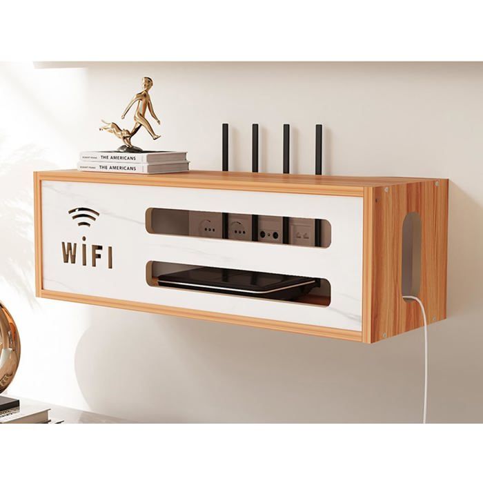 Cache Box Etagere Rangement Murale Etagere Murale Ranger la Box et Le Routeur TV Etagere(Brown)