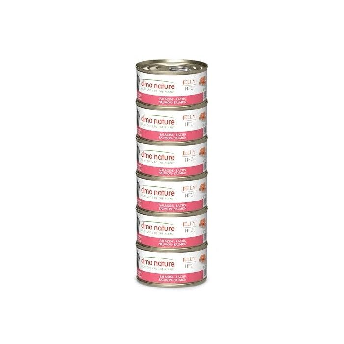 Nourriture humide pour chats - ALMO NATURE - 5029HMEGAHFC - Saumon - Lot 6x70g (420g) - Booste lhydratation