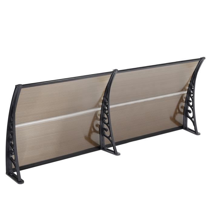 Auvent De Porte D'entrée En Polycarbonate - 80x120 Cm, épaisseur 3 Mm - Résistant Aux UV, Pluie, Neige - Cadre Aluminium/plastique, Couleur Gris + Blanc