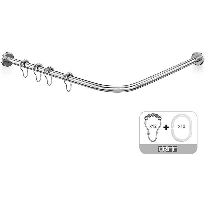 Tringle De Douche D'angle En L 70x70 Cm - Acier Inoxydable 304, Diamètre 25,4 Mm, Sans Perçage Ou Avec Perçage | Pour Baignoire, Salle De Bain, Installation Facile