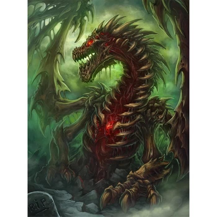 Kit Peinture Diamant 5D Dragon – 30x30 Cm, Diamants Ronds, Toile Adhésive, Activité DIY Adulte/enfant