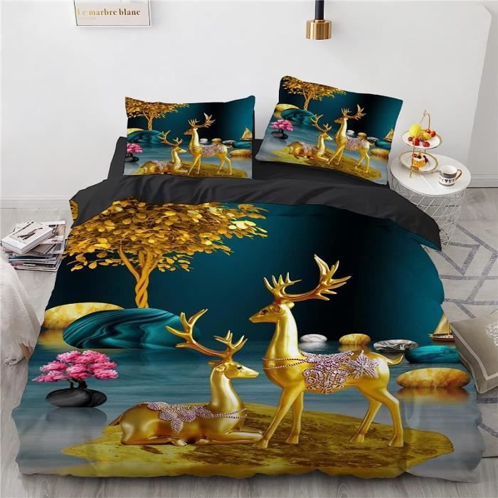 Parure De Lit 220X240 Enfant Garçon Cerf Chevreuil Chinoise