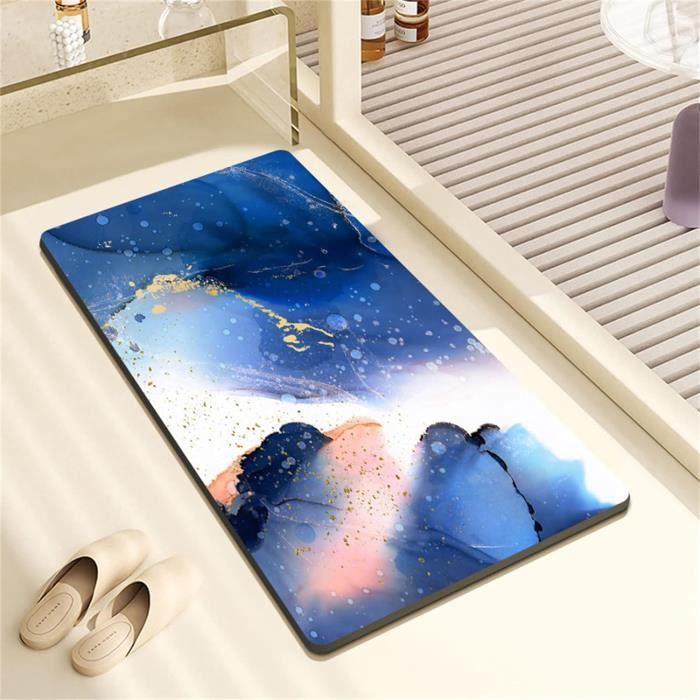 Tapis De Robinet Diatomite Marbre Blanc 14x60 Cm - Absorbant Anti-Éclaboussures Évier Cuisine - Séchage Ultra-Rapide