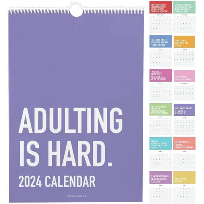 Calendrier 2024 Adulting Is Hard, 29X20Cm Calendrier Mural Mensuel Familial  2024, Calendrier 2024 Personnalisé Avec Grille Qu[H1067] - Cdiscount  Beaux-Arts et Loisirs créatifs