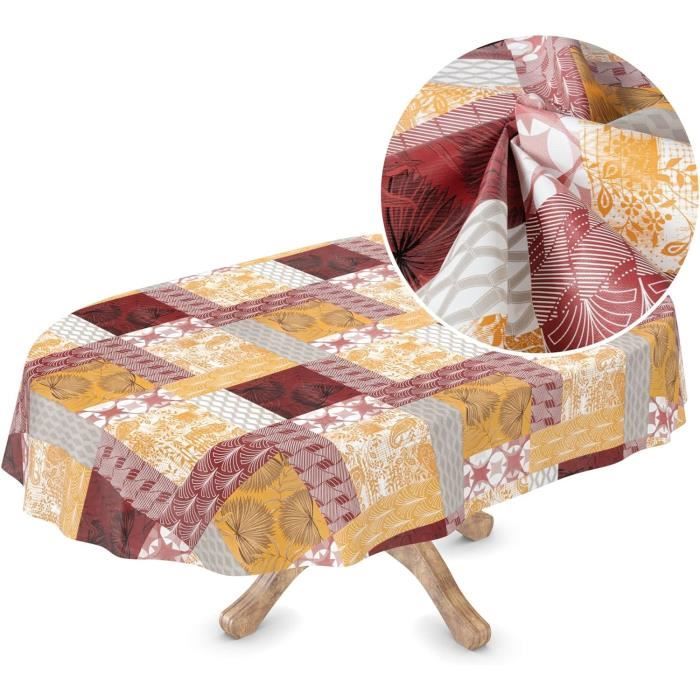 Nappe En Toile Cirée Lavable – Motif Feuilles D'automne – Formes Carré, Rond, Ovale – Réf. K150200 – Neuf