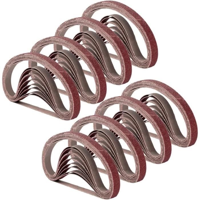 Lot 10 Ceintures Ponçage 50 X 680 Mm Grain 120 - Bandes Abrasives Oxyde D'Aluminium Pour Ponceuse à Bande, Bois, Métal Mou, Anti-Rouille
