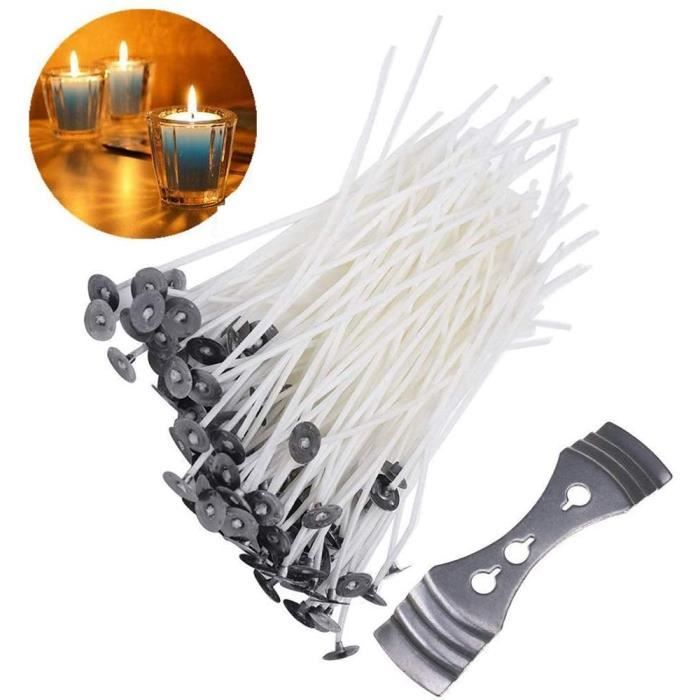 100 Mèches De Bougie Coton 12cm | Naturelles, Sans Fumée | Pour Fabrication Bougies DIY, Cire Fondue