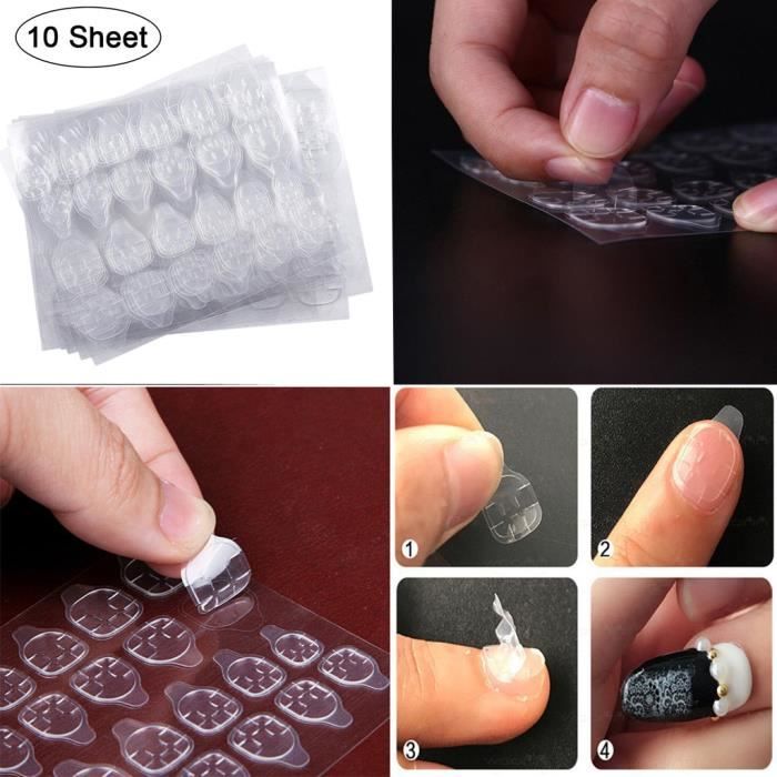 Vernis A Ongles 10 Feuilles 240pcs Ongles Double Face Colle Faux Ongles Autocollant Colle Gelée Gel Ruban Lwl90708085365