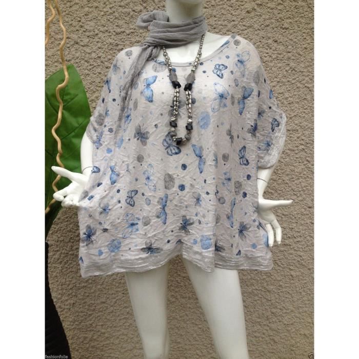 Tunic Femme Grande Taille 50/54 - Gris Chiné Acrylique - Neuf Sans étiquette - Fabriqué En France