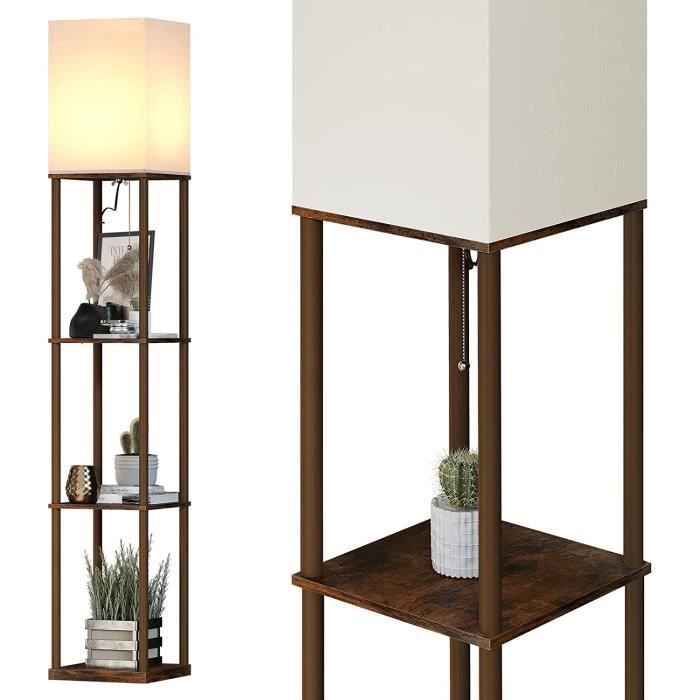 Noir Lampadaire Etagere, 3 Températures De Couleur, Avec Ampoule LED