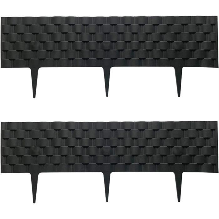 8 Pièces Bordure De Jardin Barrière Clôture 4.6m Noir, Bordure De Pelouse Aspect Bois Bordure De Tonte Plastique Pour Jardin 95862992
