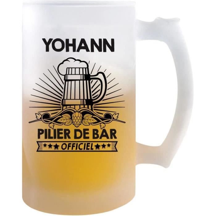 Chope De Bière Personnalisable Avec Prénom - Verre Givré 470 Ml - Impression En France Par Planetee