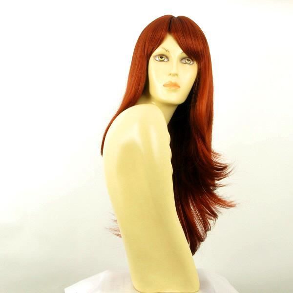 Perruque Femme Mi-longue Roux Cuivré Intense Tamara 350 - Synthétique, Raie Libre, Bonnet Large