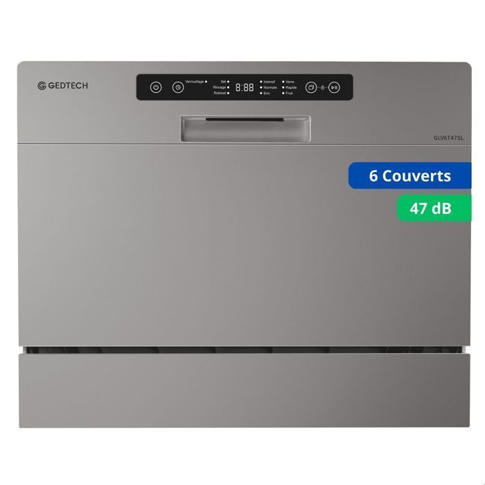 GEDTECH - Lave vaisselle Table Top GLV6T47SL - 6 couverts - 47 dB - Dpart diffr - Gedtech