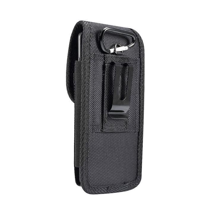 Étui Ceinture Pour IPhone X [2017] - Cuir Et Nylon Avec Porte-cartes - Noir - Pratique