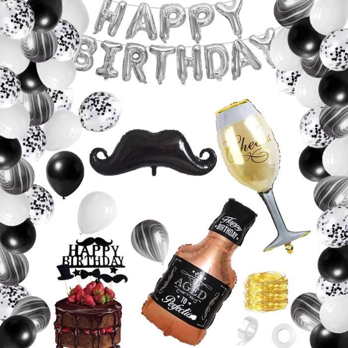 Decoration Anniversaire Homme Ballon Joyeux Anniversaire Noir Decoration Anniversaire Ballon Garcon Birthday Decoration Noir Cdiscount Maison