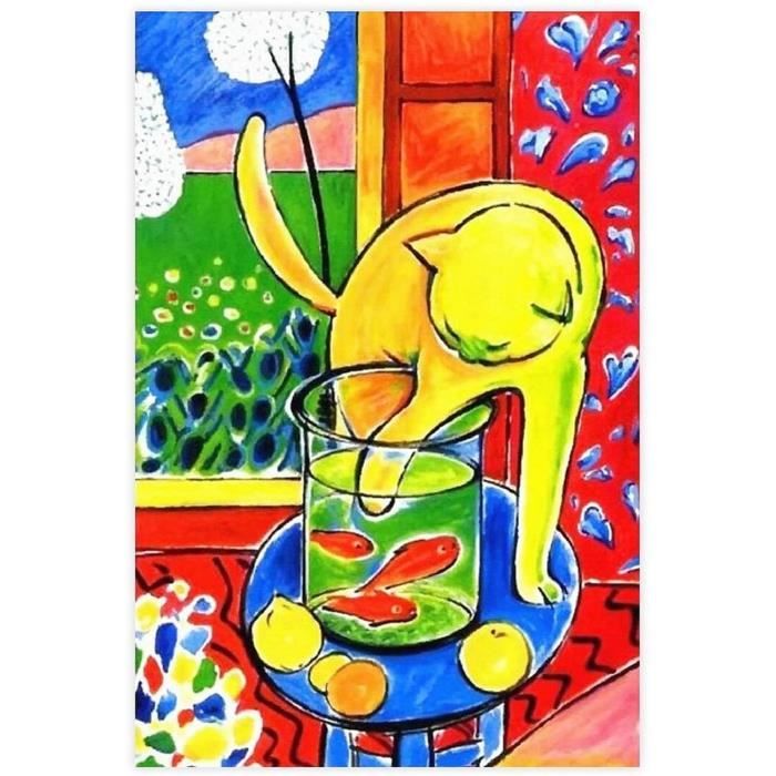 Peinture A L Huile Henri Matisse Le Chat Aux Poissons Rouges 1914 Poster Sur Toile Pour Chambre A Coucher Sport Paysage Burea Cdiscount Beaux Arts Et Loisirs Creatifs