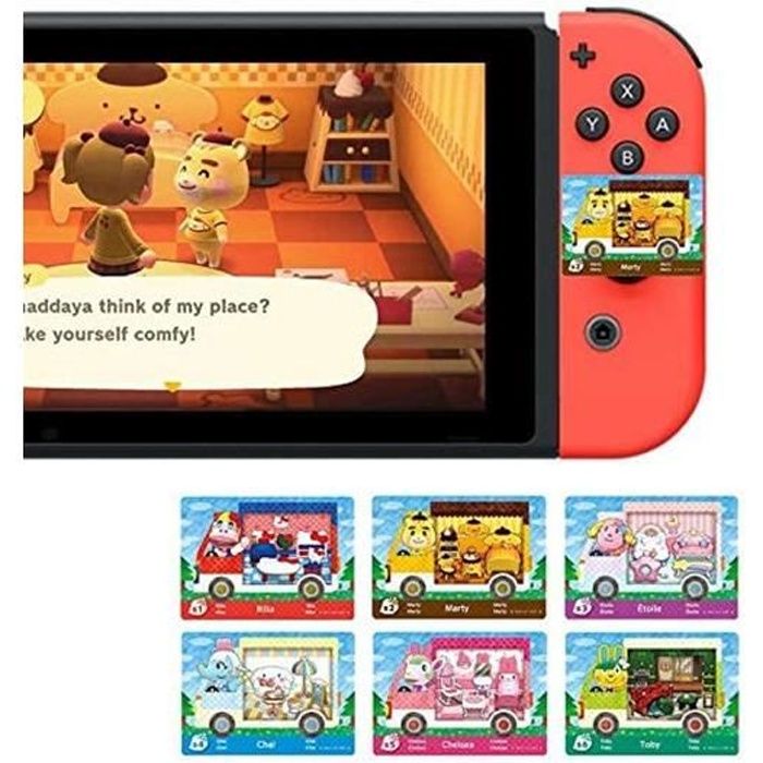 Lot de 6 mini cartes Animaux Crossing ACNH Amiibo Sanrio RV Village meubles compatibles avec Switch/Switch Lite/New 3DS