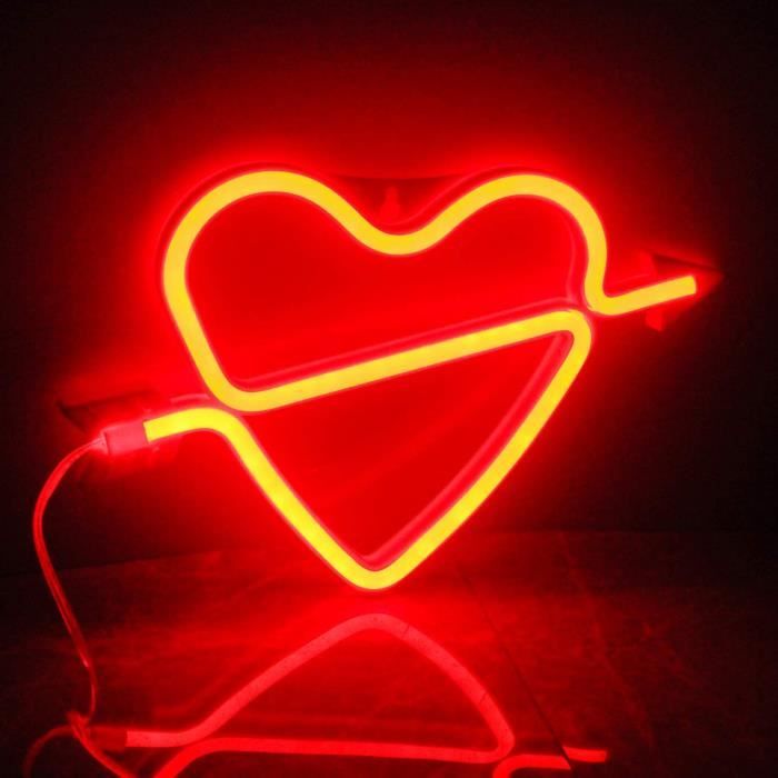 Led Coeur Rouge Coeur Néon Signes Rouge Néon Signe Chambre LED Lumineux Signes pour ...