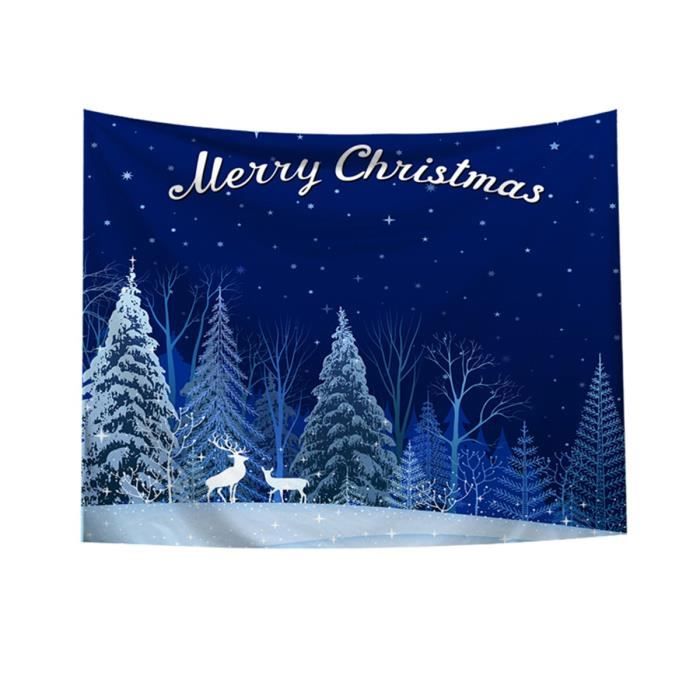 Tapisserie Murale Noël 150x200cm - Motif Sapin Et Cheminée Rouge, Polyester, Décoration Maison Festives