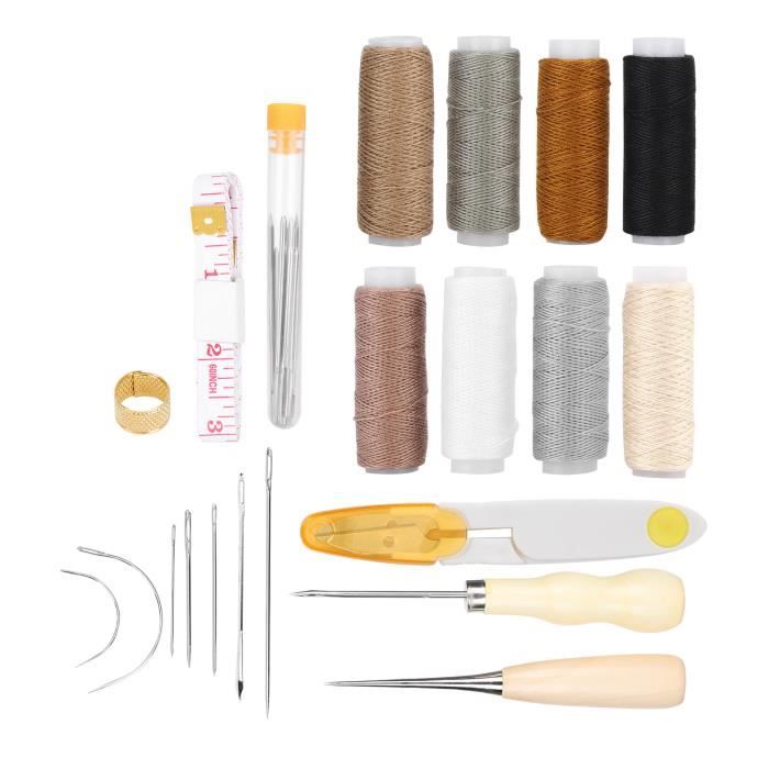 Kit De Couture Cuir 32 Pièces - Aiguilles, Fil Ciré, Outils De Base Pour Débutants Et Amateurs