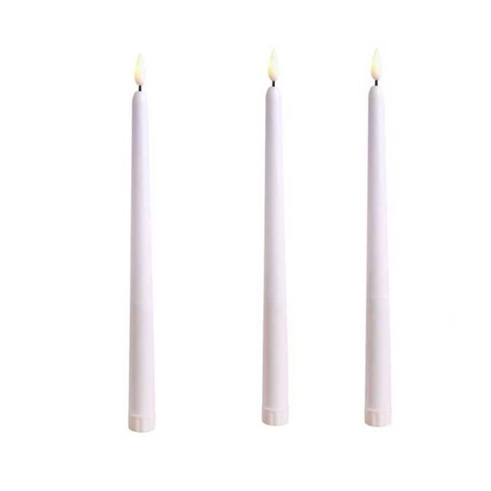 Lumière blanche Bougies Led noires-blanches, 1 pièce, avec flamme