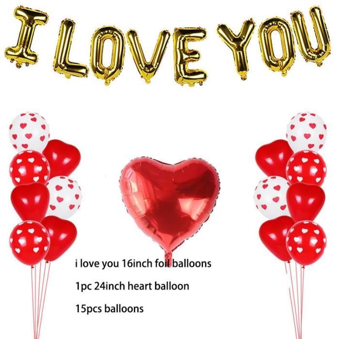 100 Rouge & Blanc Cœur Forme Amour Ballons Fête De Mariage St-Valentin Père Jour UK