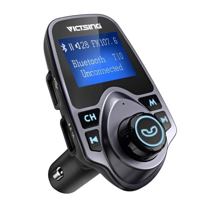 Accessoire audio,transmetteur FM Bluetooth T11 sans fil,adaptateur de  voiture avec carte TF,clé USB,entrée-sortie - gray[D33034]