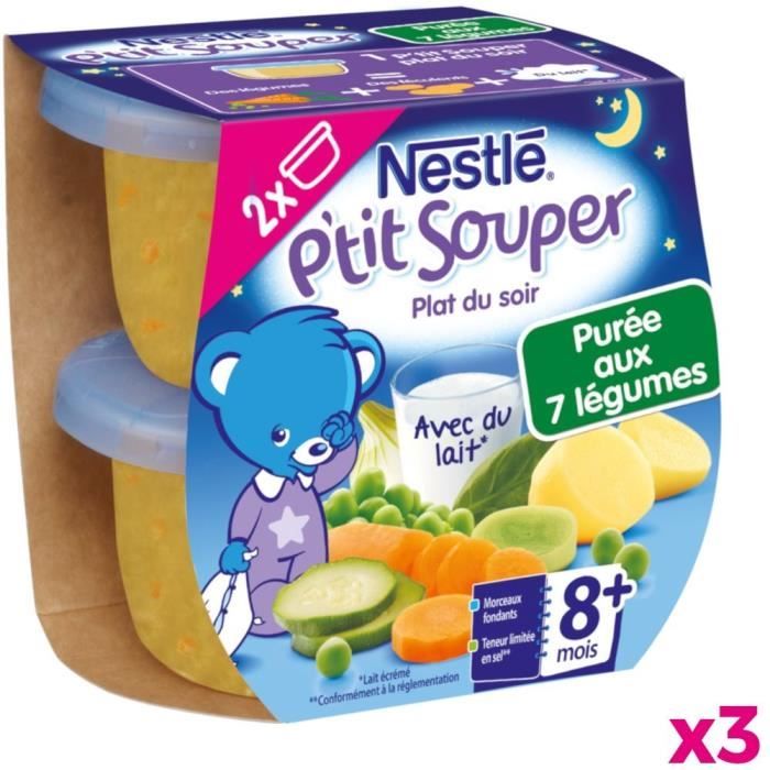 Lot De 3 Nestle P Tit Souper Plat Du Soir Puree Aux 7 Legumes Avec Du Lait 2x0 G Des 8 Mois Achat Vente Plats Cuisines Lot De 3 Lot De 3 Nestle P Tit Souper Plat Du Soir Puree Aux 7 Legumes Avec Du Lait 2x0 G Des 8 Mois Achat Vente Plats Cuisines Lot De 3