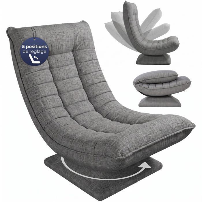 CASARIA® Fauteuil tout confort pivotant à 360° Gris capacité de charge de 150kg siège de gaming relaxation CASARIA® Fauteuil tout confort pivotant à 360° Gris capacité de charge de 150kg siège de gaming relaxation