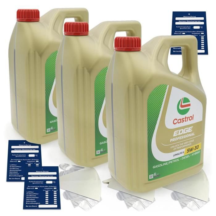 12 Litre castrol edge Professional Longlife III 5W-30 Huile VW 504.00 507.00