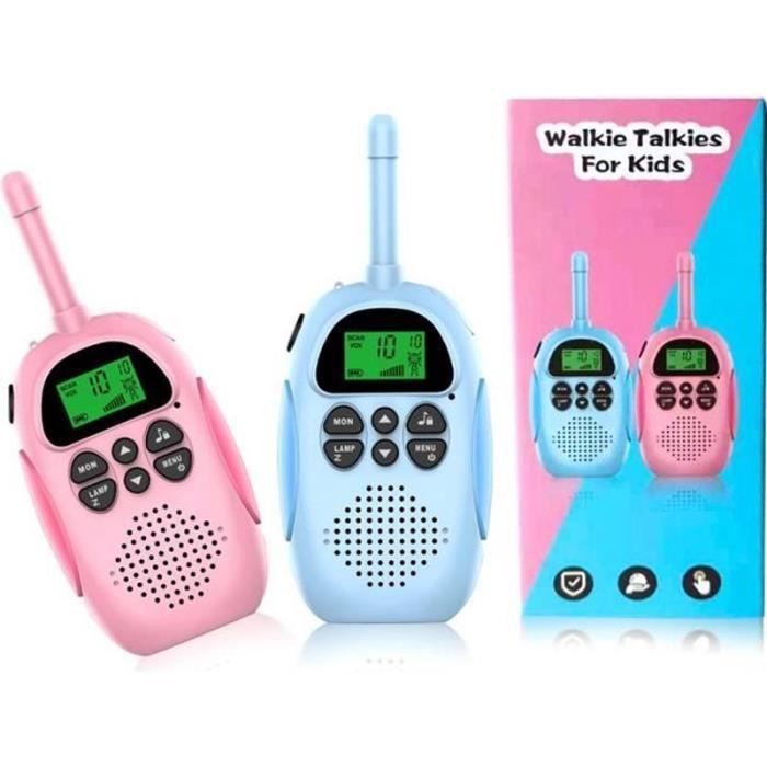 QNIGLO Q168Plus Talkie Walkie Enfants Rechargeable - Longue Portée de 2-5Km - Cadeau Garçon (Rose Bleu
