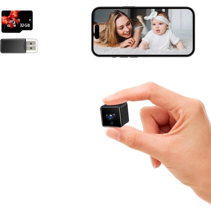 Vision Nocturne 10m Mini WiFi 1080p - Vision Nocturne, Détection Mouvement, Discrète Pour Maison/bureau Caméra Espion