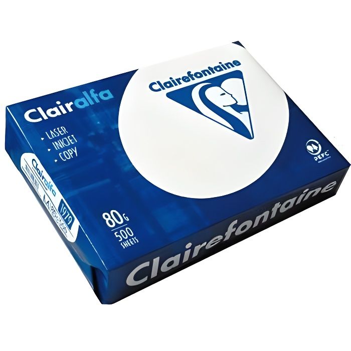 Clairalfa Clairefontaine Paquet de 250 feuilles de papier blanc 160g de  format A4 CLAIRALFA - prix pas cher chez iOBURO- prix pa