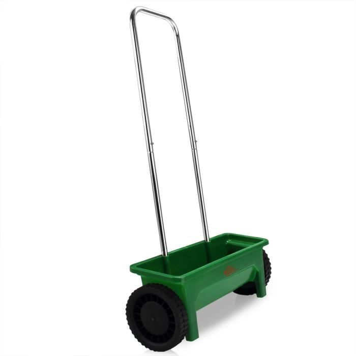 Épandeur de Jardin 12L Pieds semence Engrais Sable 2 Roues débit réglable  10 Niveaux Jardin Gazon Largeur épandage 50 cm