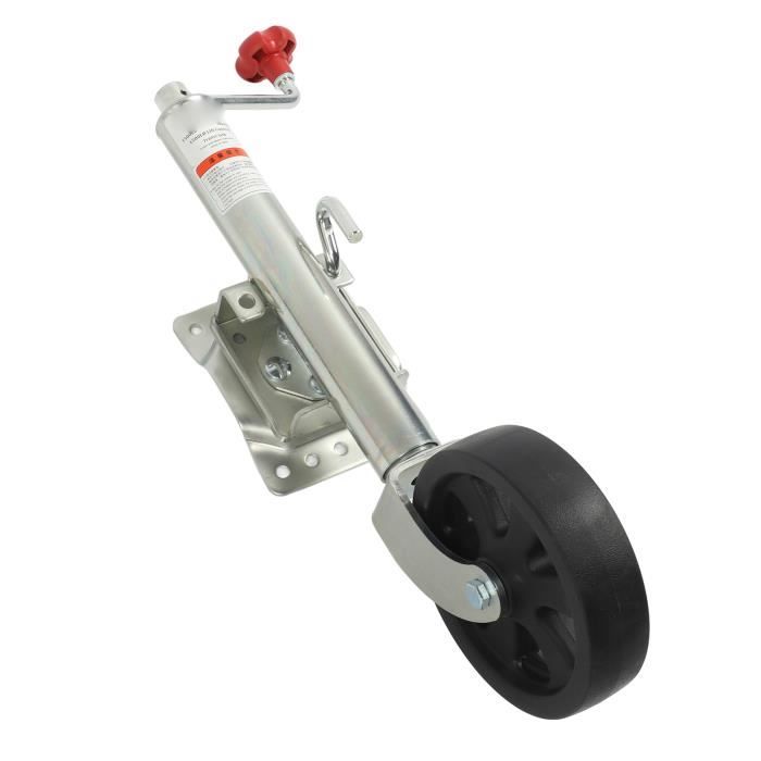 Cric De Remorque Double Roue 1500 Kg - Hauteur Réglable 31-57 Cm, Roues PP, Acier Galvanisé - 11