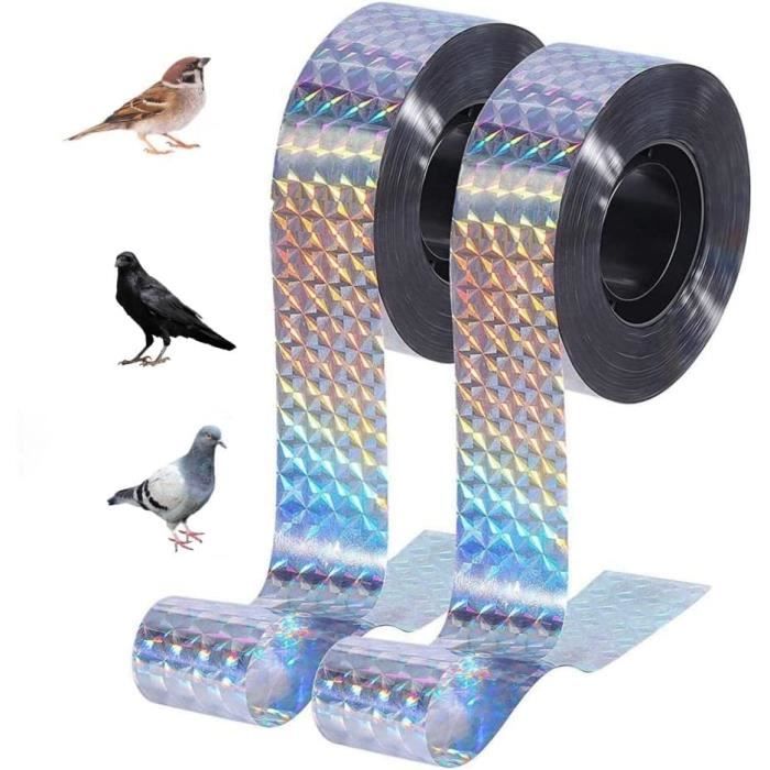 Ruban Répulsif Anti-oiseaux Réfléchissant - 2,4 Cm X 100 M - 2 Rouleaux - Pour Balcon, Jardin Et Verger - 11